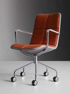 chaise de conférence contemporaine / tapissée / avec accoudoirs / à roulettes