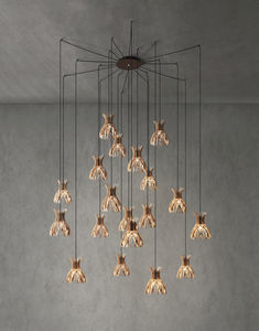suspension / contemporaine / en aluminium / en bois