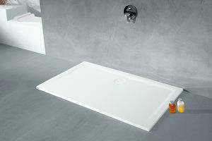receveur de douche carré / à poser / en fonte minérale / extra plat