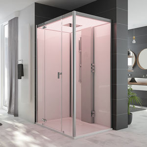 cabine de douche à vapeur / en verre / rectangulaire / avec porte battante