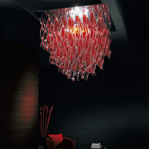 plafonnier design original / carré / en verre de Murano / en acier