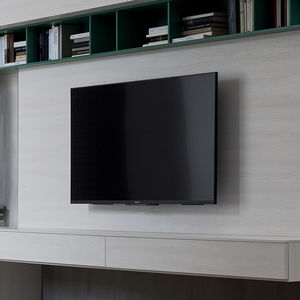 ensemble TV mural contemporain / en bois laqué / en orme