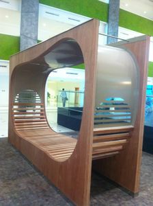 banc public / design original / en bois exotique / en acier galvanisé