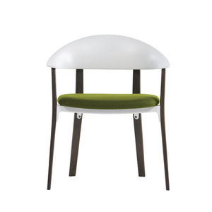 chaise contemporaine / tapissée / avec accoudoirs / bois