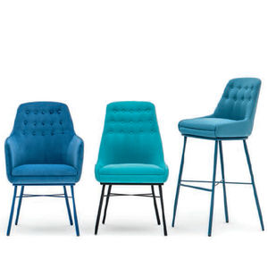 chaise contemporaine / tapissée / en tissu / en métal