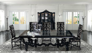 table à manger design nouveau baroque / en bois / en verre / rectangulaire