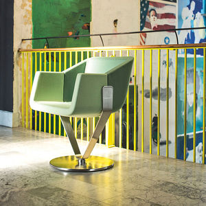 chaise contemporaine / tapissée / pivotante / piètement central