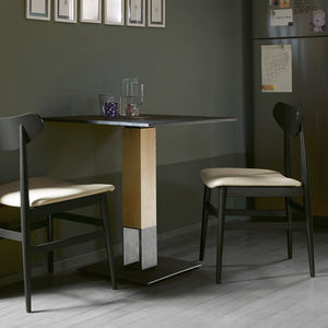table bistrot contemporaine / en acier / en chêne / avec piètement en acier