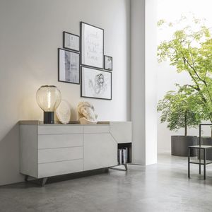 buffet contemporain / en bois laqué / blanc