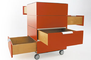 caisson de bureau en bois / à 4 tiroirs / à roulettes