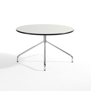 table basse contemporaine / en HPL / avec piètement en acier / rectangulaire