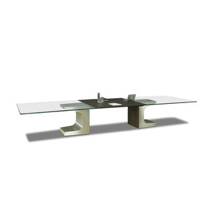 table de réunion contemporaine / en bois / en métal / en verre