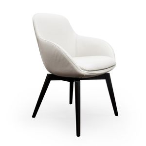 chaise contemporaine / tapissée / avec accoudoirs / en cuir