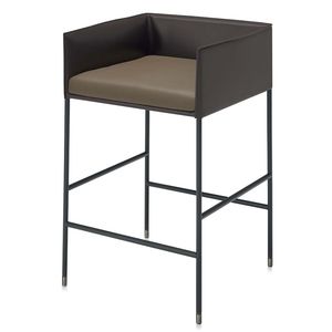tabouret de bar contemporain / en cuir / en acier laqué / en aluminium brossé