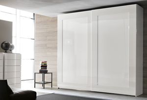 armoire contemporaine / en verre / en verre laqué / à porte coulissante