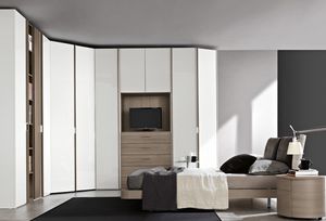 armoire d'angle / contemporaine / en bois / à porte battante