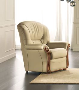 fauteuil classique / en cuir / inclinable / avec repose-pieds