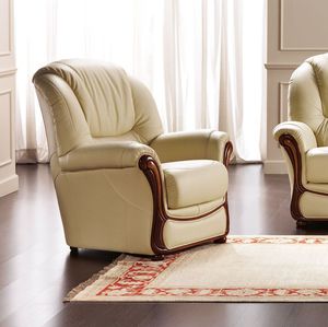 fauteuil classique / en cuir / inclinable / avec repose-pieds