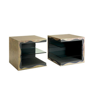 table basse contemporaine / en bois / en verre / avec piètement en bois