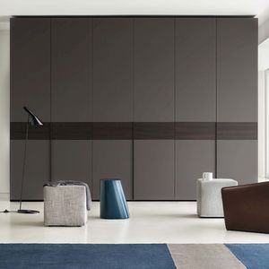 armoire contemporaine / en chêne / en verre dépoli / avec porte battante