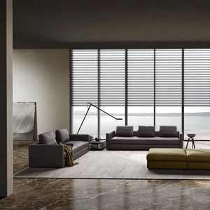 canapé contemporain / en tissu / en cuir / 2 places