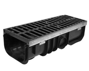 caniveau en fonte / en polypropylène / avec grille / pour espace public