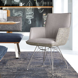 chaise de salle à manger contemporaine / tapissée / avec accoudoirs / cantilever