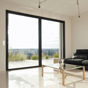 système à galandage pour porte coulissante en verre