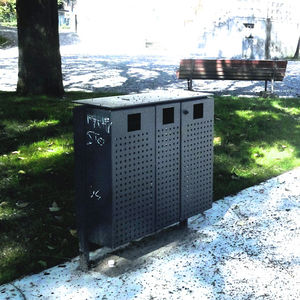 poubelle publique / en tôle d'acier / en fer / contemporaine