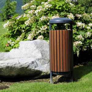 poubelle publique / en acier / en bois / avec cendrier intégré