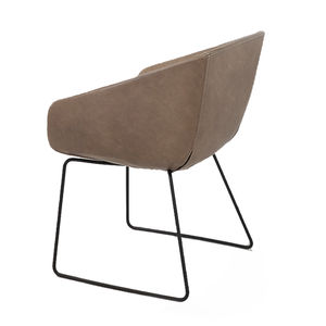 fauteuil visiteur contemporain / en cuir / en métal / en mousse