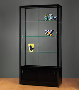 vitrine contemporaine / en verre / en bois / aluminium