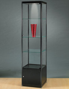 vitrine contemporaine / en verre / en bois / aluminium