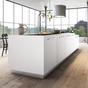 cuisine contemporaine / en verre laqué / en acier inoxydable / en Corian®