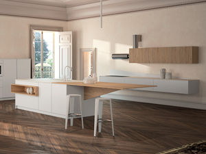 cuisine contemporaine / en bois / avec îlot / laquée