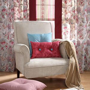 tissu d'ameublement / pour rideaux / à fleurs / en lin