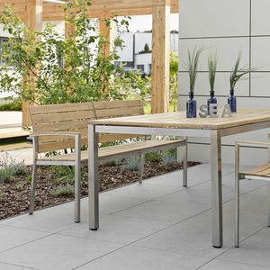 banc de jardin / contemporain / en teck / en acier inoxydable