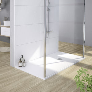 receveur de douche rectangulaire / à poser / en fonte minérale / sur mesure