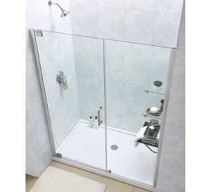 douche en verre trempé / en niche / avec porte pivotante / en kit