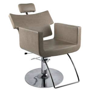 fauteuil de coiffure en métal / en simili cuir / piètement central / avec pompe hydraulique
