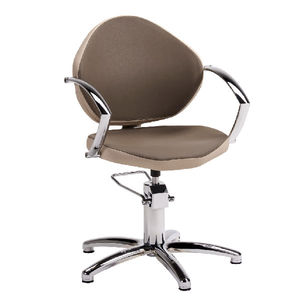 fauteuil de coiffure en tissu / piètement étoile / pivotant / rouge