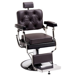 fauteuil de barbier en cuir / en métal chromé / avec repose-pieds / avec repose-tête