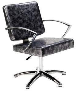 fauteuil de coiffure en cuir / en acier chromé / piètement étoile / pivotant
