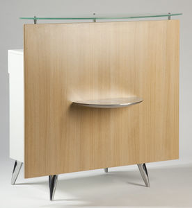 banque d'accueil stratifiée / en verre / en aluminium / pour salon de coiffure
