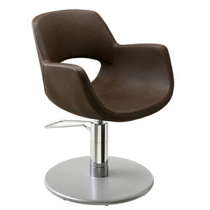 fauteuil de coiffure en cuir / piètement central / avec pompe hydraulique / piètement étoile