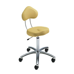 tabouret de coiffure en métal / à roulettes / tapissé / réglable
