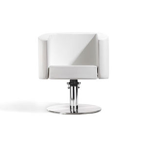fauteuil de coiffure en tissu / piètement central / avec pompe hydraulique / blanc
