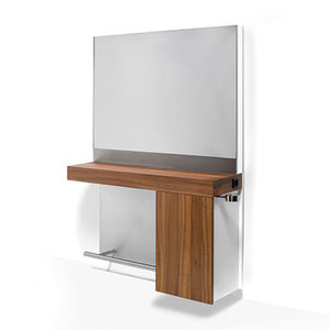 coiffeuse contemporaine / en bois massif / en acier inoxydable / murale