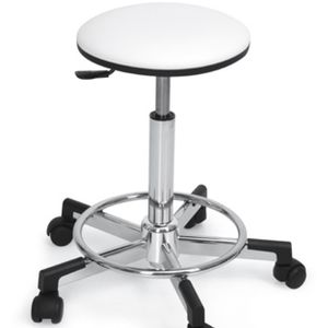 tabouret de coiffure en métal / à roulettes / blanc