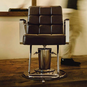 fauteuil de coiffure en cuir / avec repose-pieds / piètement central